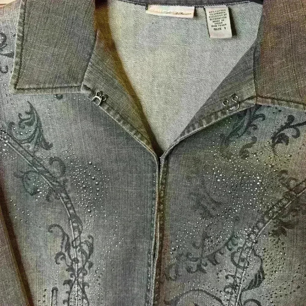 Chicos vintage distressed black denim jacket - Picture 5 of 8